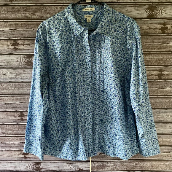 L.L. Bean Tops - LL Bean Wrinkle-Free Floral Print Button-Down Top Size XL Petite